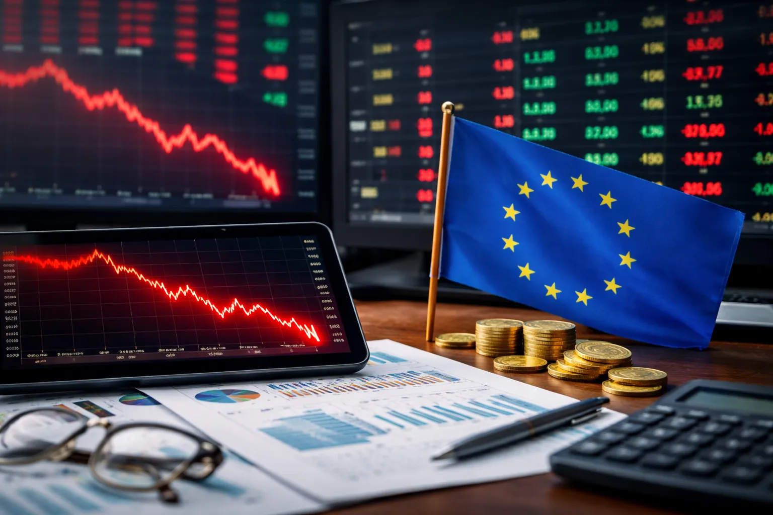 الأسهم الأوروبية تنخفض مع استمرار تدفق نتائج الشركات وسط توترات جيوسياسية