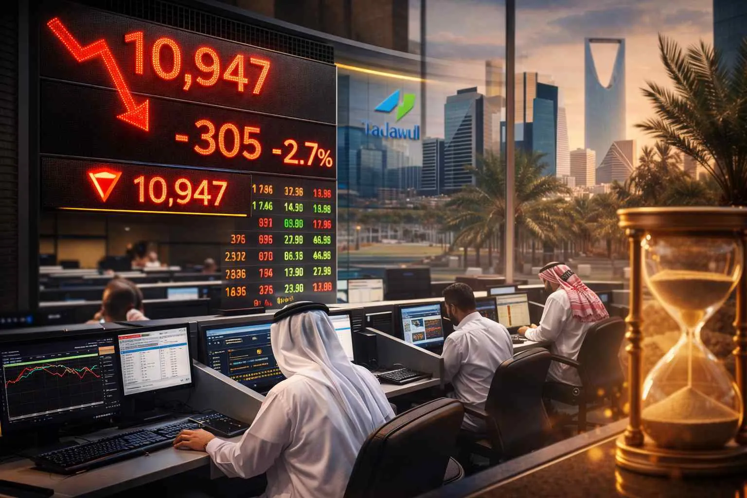 مؤشر تاسي يتراجع 2.7% خلال أسبوع ويغلق عند 10947 نقطة